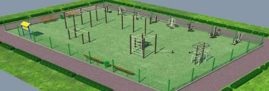 Проект спортивной воркаут площадки с уличными тренажерами в Пскове