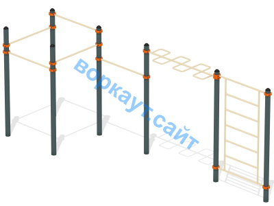 Воркаут турники с шведской стенкой и рукоходом  ВС-21 в Пскове