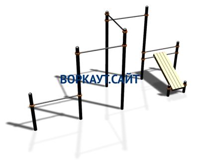 Воркаут комплекс разноуровневых турников со скамьей для пресса ВС-37 в Пскове