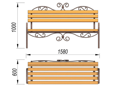 Лавочка кованная МАФ 1606 в Пскове