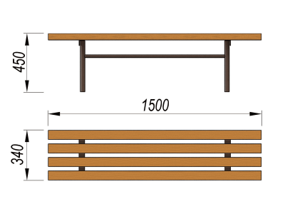 Лавочка без спинки МАФ 1601 в Пскове