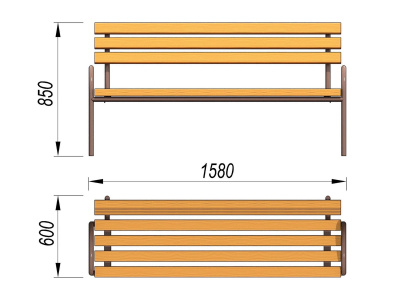Парковая лавочка со спинкой МАФ 1605 в Пскове