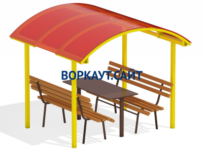 Стол и лавки под навесом МАФ 4005 в Пскове
