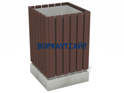 Урна деревянная квадратная с бетонным основанием МАФ 1633 в Пскове